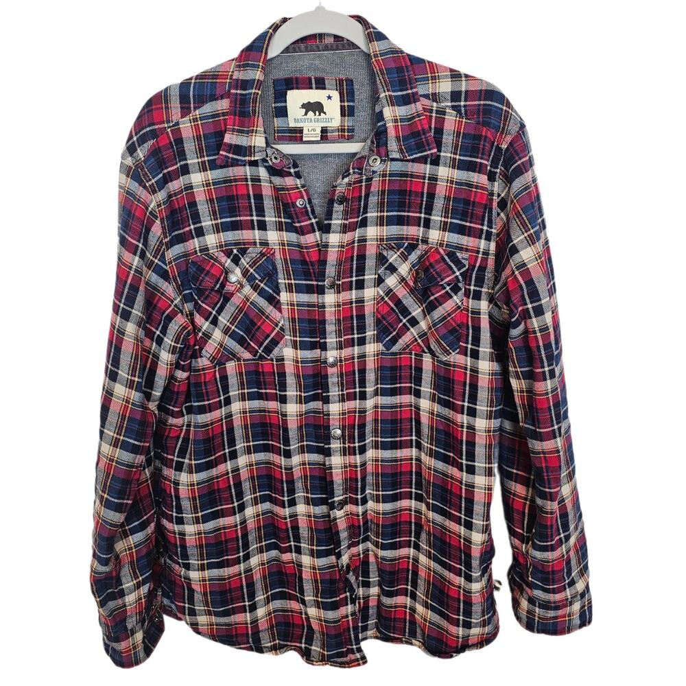 Dakota Grizzly Mens Plaid Flannel Shacket Sz L Gorpcore Workwear Utility Outdoor